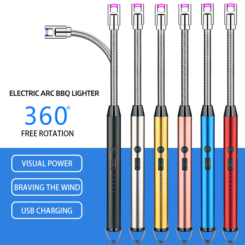 JL867-1 electronic lighter usb rechargeable Arc Lighter Soft Tube 360 Degree Rotate Kitchen BBQ electric lighters