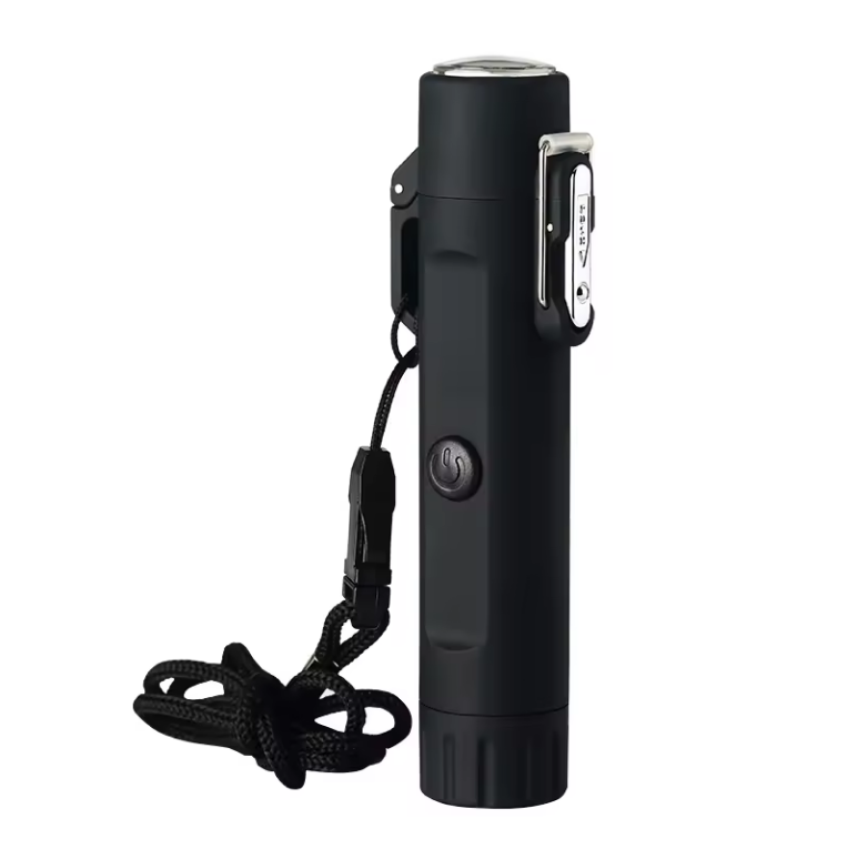 JL320 OEM/ODM Portable Waterproof Camo Double Arc Compass Flashlight Travel Outdoor Electronic Lighter Igniter