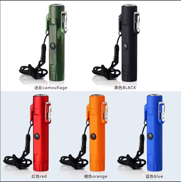 JL320 OEM/ODM Portable Waterproof Camo Double Arc Compass Flashlight Travel Outdoor Electronic Lighter Igniter