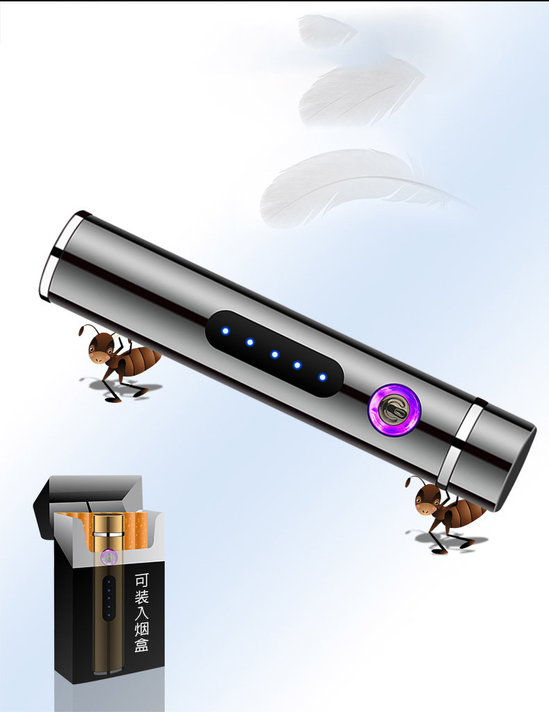 Cigar bar shape lighter electric lighter double arc windproof USB Electric Lighter  113