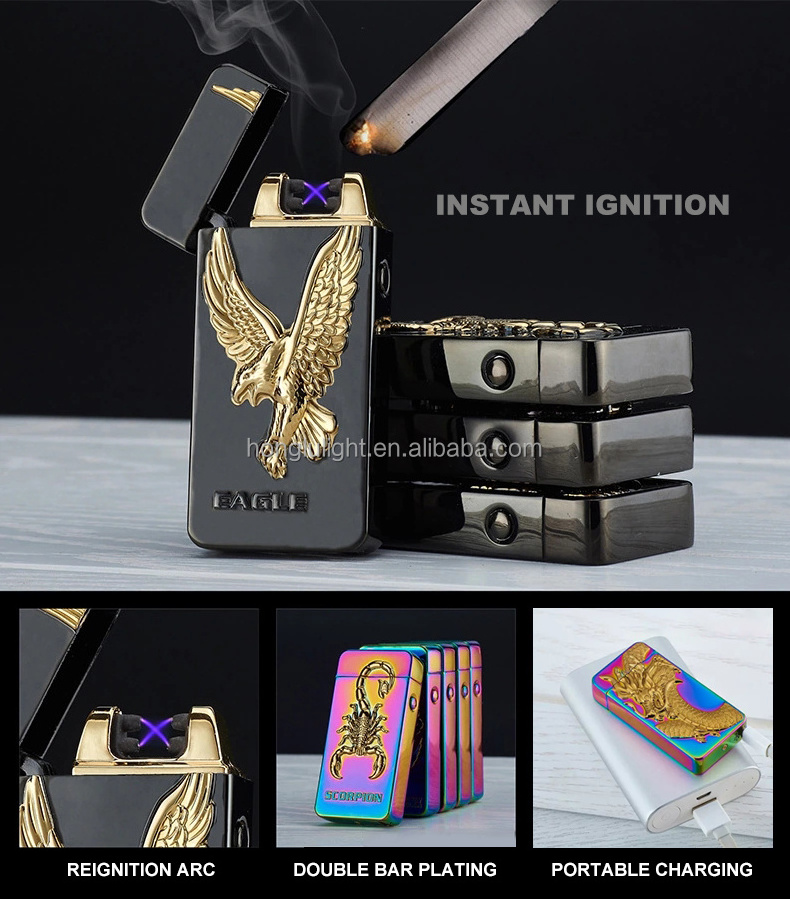 Electric Lighter Rechargeable USB Dragon Lighter Arc Plasma Torch Lighter Windproof Cool High Power Candle Lighter