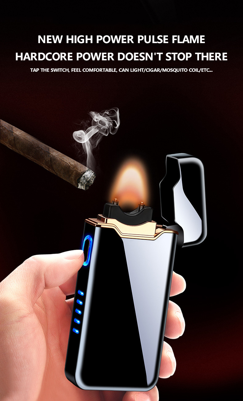 HL-818 High Power business Windproof lighter led usb Rechargeable cigarette lighter USB lighter