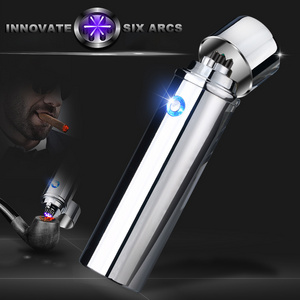 Newest style six head fire power electronic  usb recharge arc cigar lighter