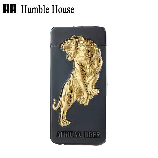 Tiger picture golden can customized different design Rechargeable Windproof Plasma Lighter for cigarettes