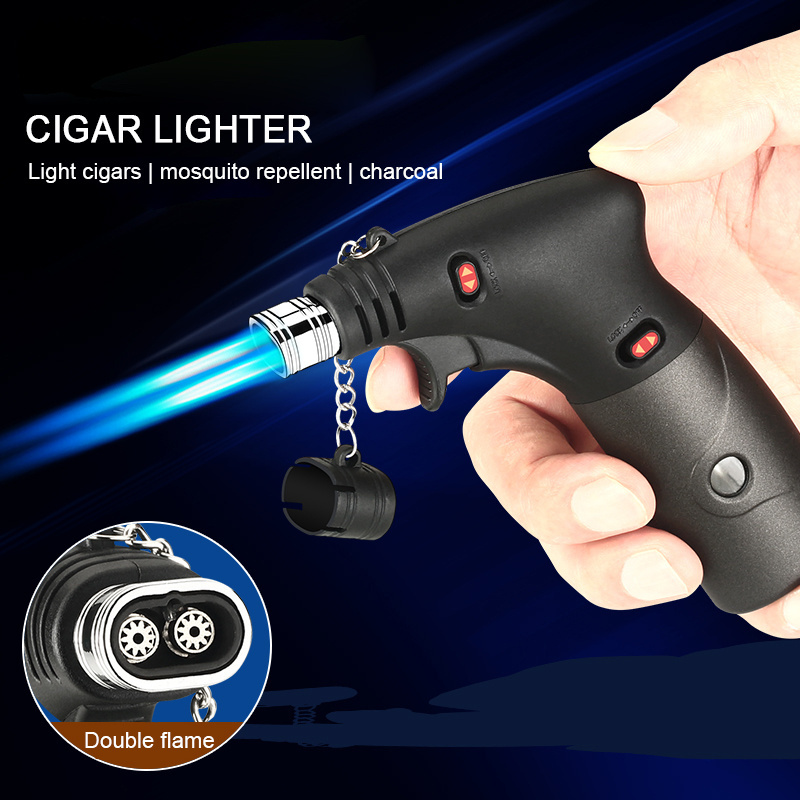 HL 026 New Refillable Butane Gas Lighter Kitchen BBQ torch blue big flame cigar windproof torch Jet Lighter