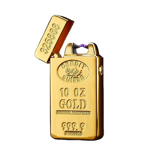 Gold Bar plasma lighter Rechargeable Lighter Double Arc Electric Flameless Windproof Lighter 688