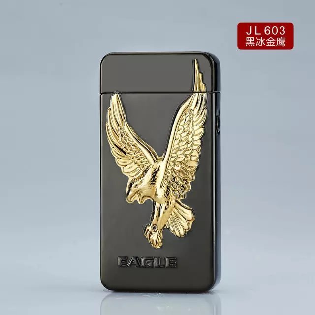 Tiger picture golden can customized different design Rechargeable Windproof Plasma Lighter for cigarettes