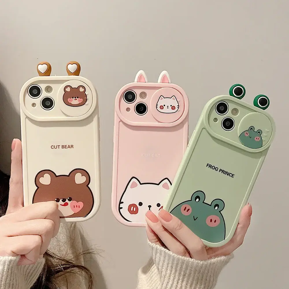 Cute Bear Funny Frog Cartoon Animals Shockproof Phone Case For iPhone 15 14 13 12 11 Pro Max Plus Xs Max Xr Soft Back Cover Case