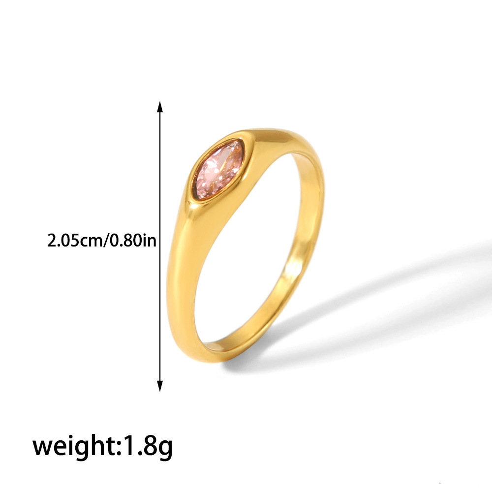 Simple design personality fashion ring 18K gold stainless steel inset zircon ring advanced sense