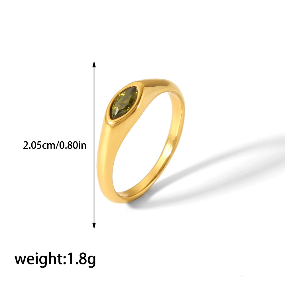 Simple design personality fashion ring 18K gold stainless steel inset zircon ring advanced sense