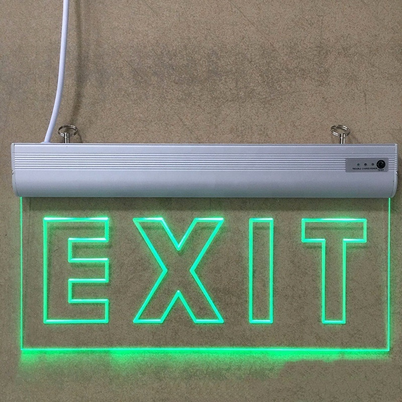 Transparent Exit sign emergency lights led rechargeable 220V