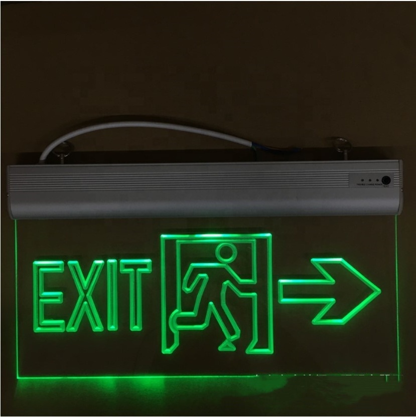 Transparent Exit sign emergency lights led rechargeable 220V