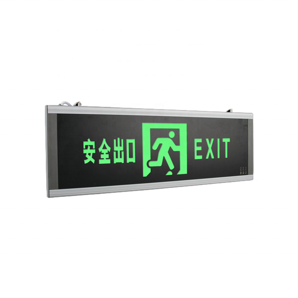 2024 Large size single double side evacuation sign light aluminum safety exit 600 200 rechargeable emergency led exit light