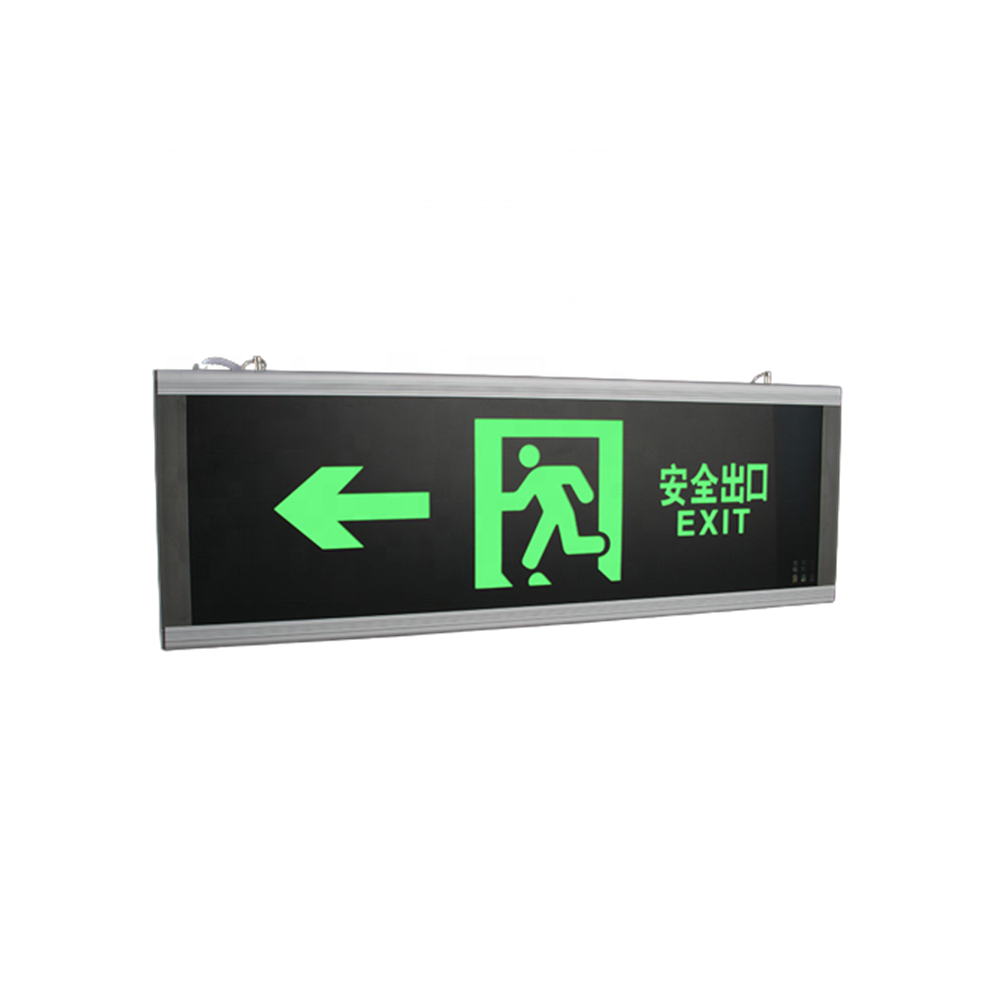 2024 Large size single double side evacuation sign light aluminum safety exit 600 200 rechargeable emergency led exit light