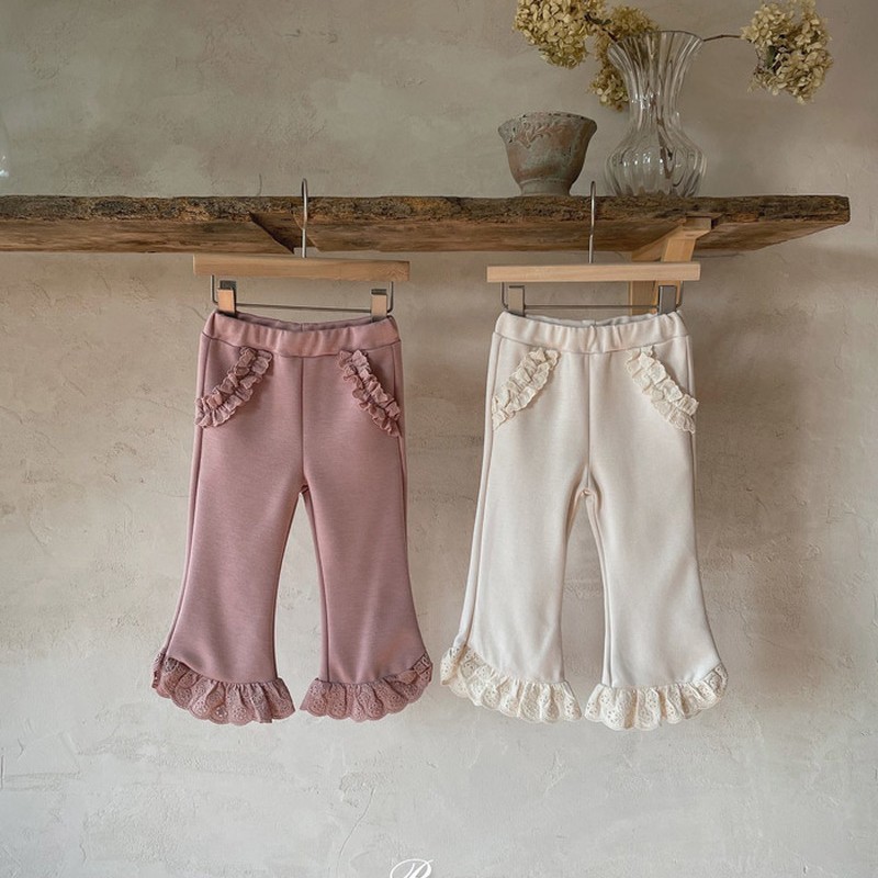 Children Pants Baby Girl lace Pants Autumn Spring  Girls' Fashionable Retro Bell Bottoms 1-5Year Kid's Trousers