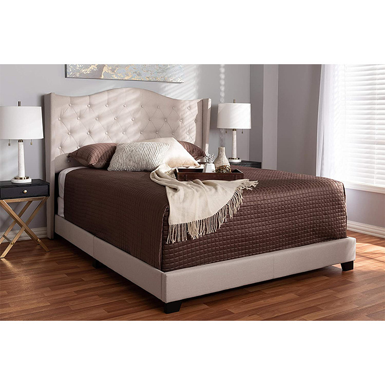 Home Furniture Sommeil Lit Fabric Simple Designs Full Size Upholstered Queen King Siz Haute Gamme Lit Platform Bed