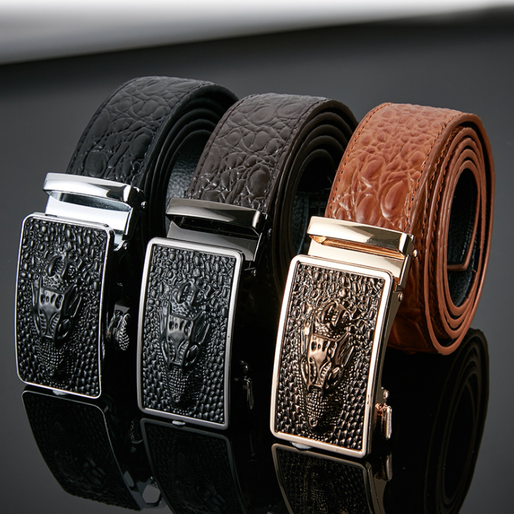 Crocodile alligator cow leather men belt