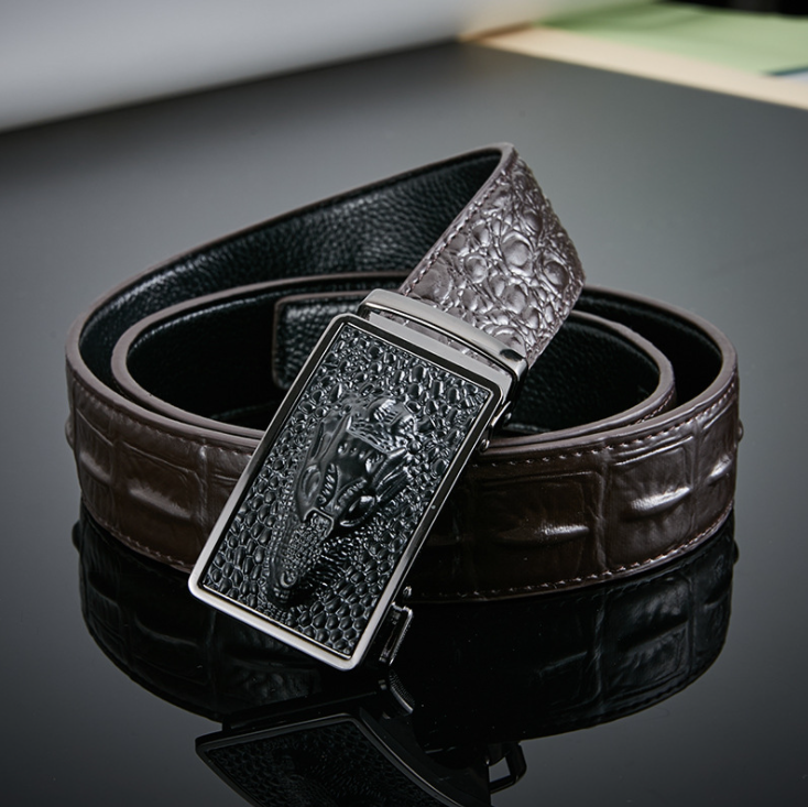 Crocodile alligator cow leather men belt