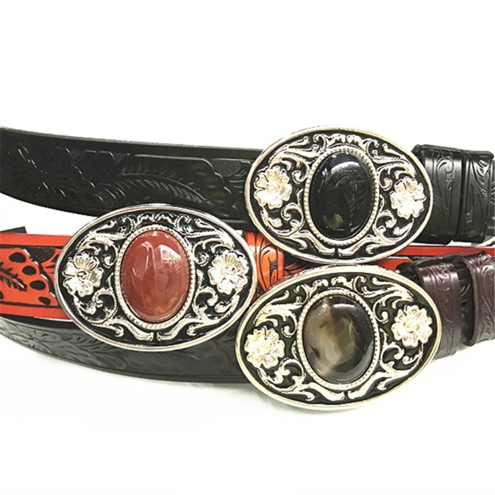 Various Oval Zinc Alloy GEM Stones Western Cowboy Belt Buckles for Men Women Belts