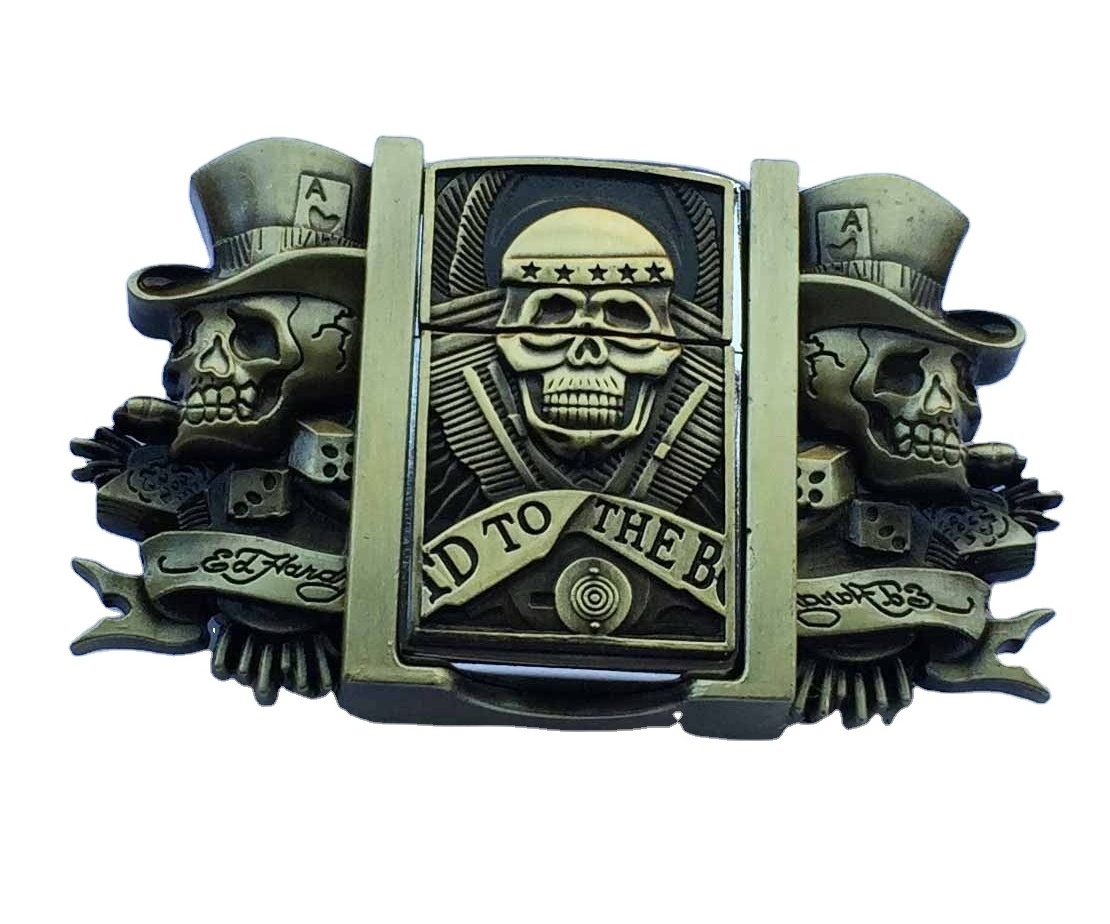 Zinc Alloy 40mm Ghost Western Lighter Belt Buckle