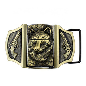 Hip-hop Fashion Custom Wolf Kerosene Lighter Cowboy Plate Western Belt Buckles for Men Women Leather Belts