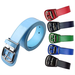 Adjustable Custom Logo Plus Sizes Adult Shiny Patent Quality PU Leather Athletic Youth Baseball Belt