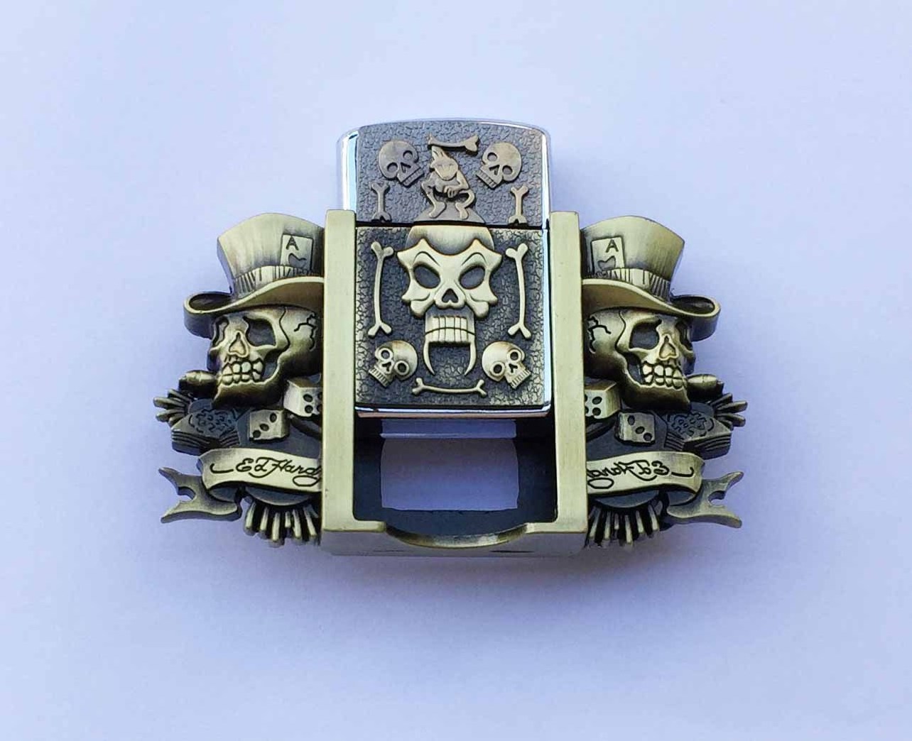 Zinc Alloy 40mm Ghost Western Lighter Belt Buckle