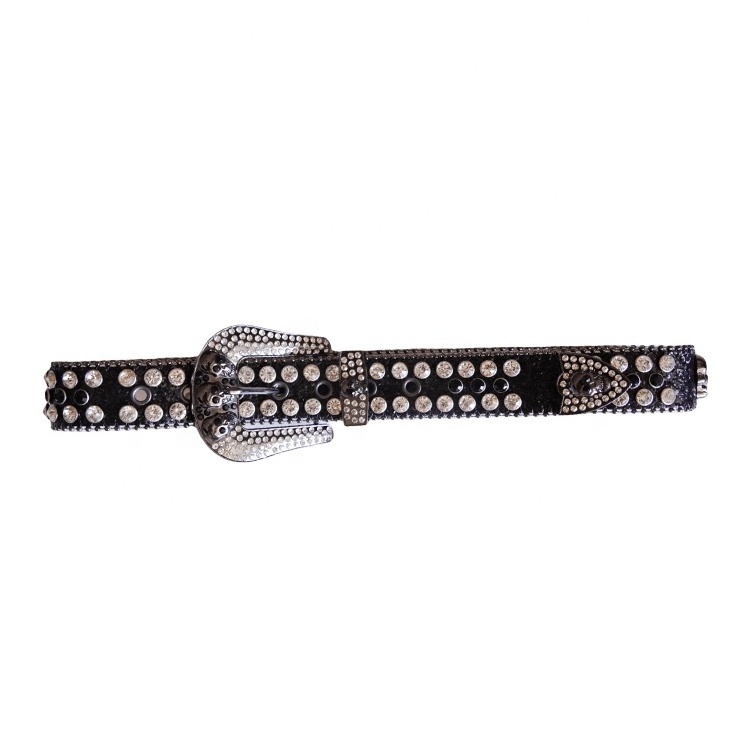 Factory Custom Skull Alloy Buckle Women PU Leather Rhinestone Crystal Studded Men Western BB Simon Belts