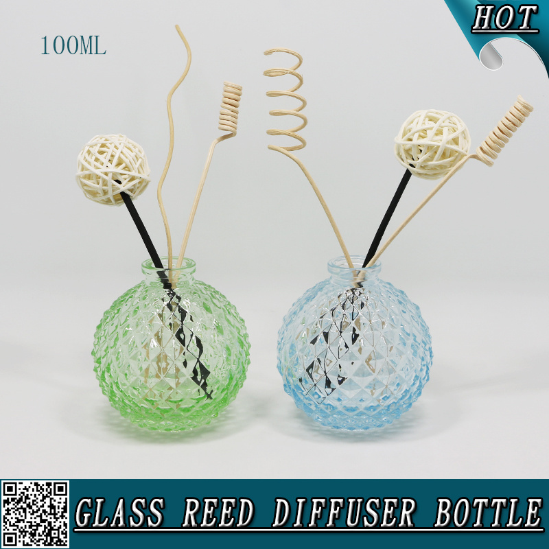 100ml crimp neck pineapple shape colored empty aroma reed diffuser perfume oil glass bottle with reed sticks