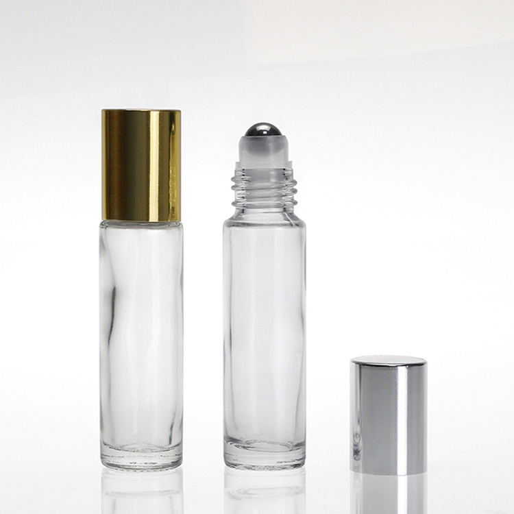 10ml 10 ml clear glass perfume roller deodorant roll on essential oil bottle with stainless steel roller ball and aluminum lids