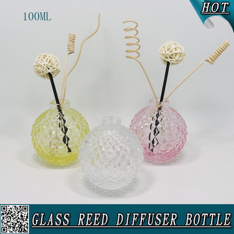 100ml crimp neck pineapple shape colored empty aroma reed diffuser perfume oil glass bottle with reed sticks