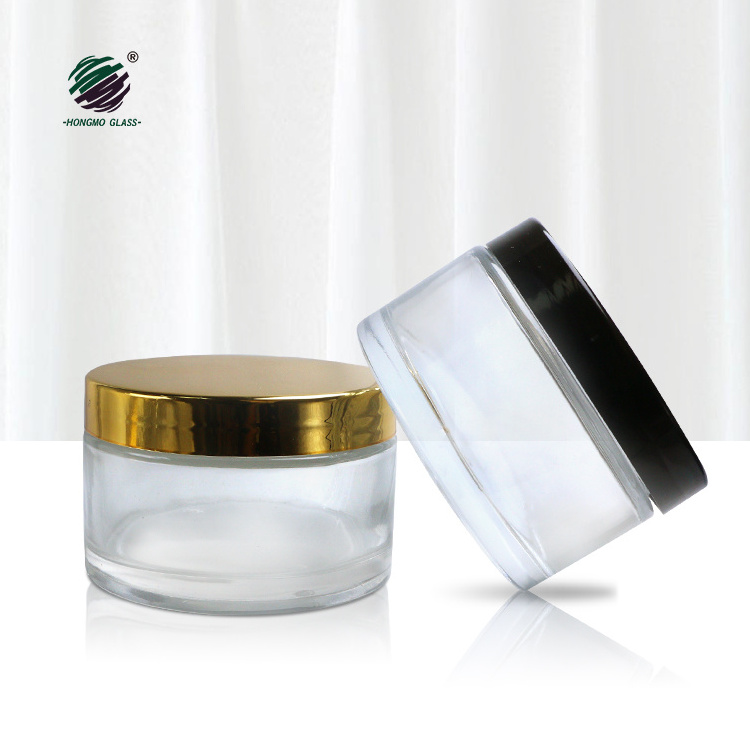 Luxury cosmetic packing round glass jar 200g 200ml frosted glass cosmetic jars for face cream