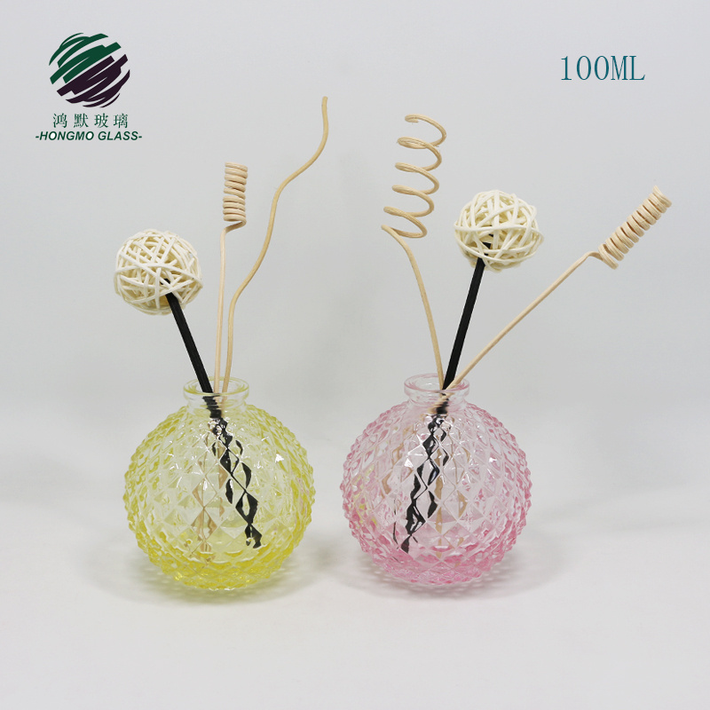 100ml crimp neck pineapple shape colored empty aroma reed diffuser perfume oil glass bottle with reed sticks