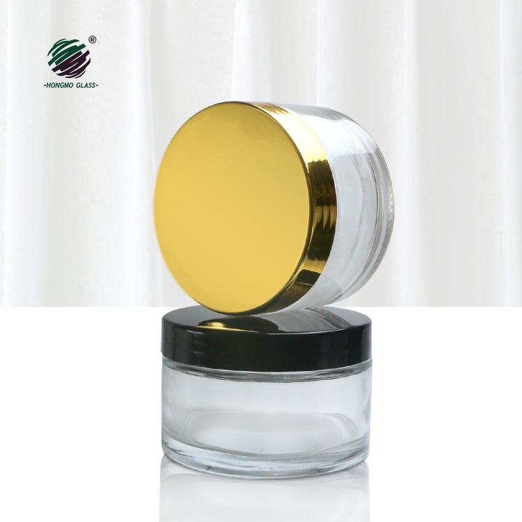 Luxury cosmetic packing round glass jar 200g 200ml frosted glass cosmetic jars for face cream