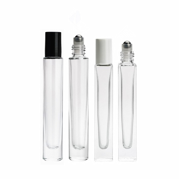 Empty 10 ml thick bottom glass perfume roller bottles 10ml square rectangle roll on bottle with roller ball for essential oil