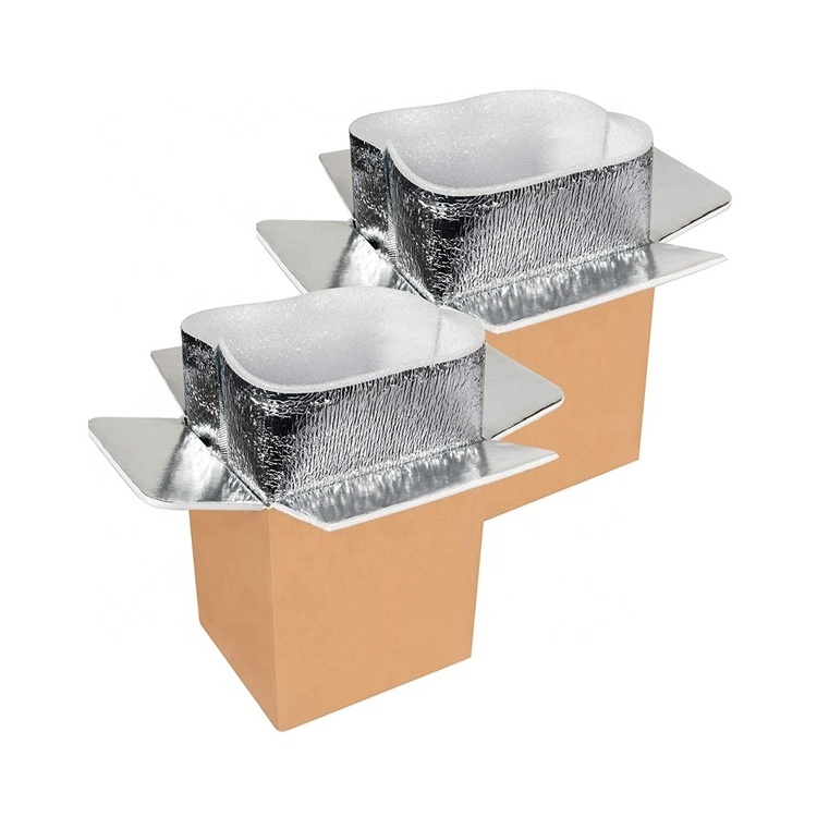 Insulated Shipping Box Middle Size Foam Aluminum Foil Box And Bag Set Insulated Delivery Mail Mailing Carton For Fresh Meat