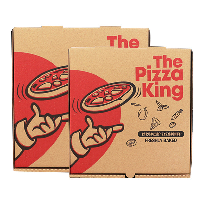 Custom Logo Printed Size White Black Flute Corrugated Cardboard 7 8 9 10 12 14 16 18 Inch Pizza Take Away Packaging Box