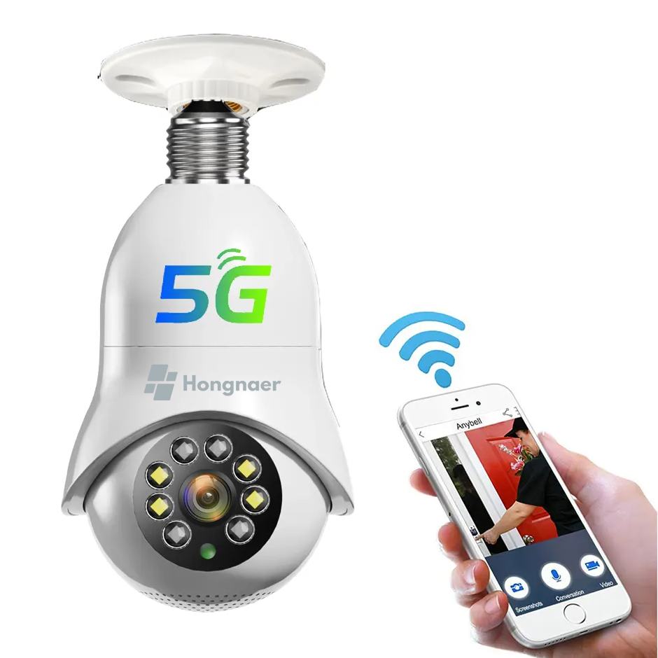 5G Wireless Infrared Night Vision Light Smart Security Baby Monitor Wifi Smartphone Light Bulb Camera 360 Degree