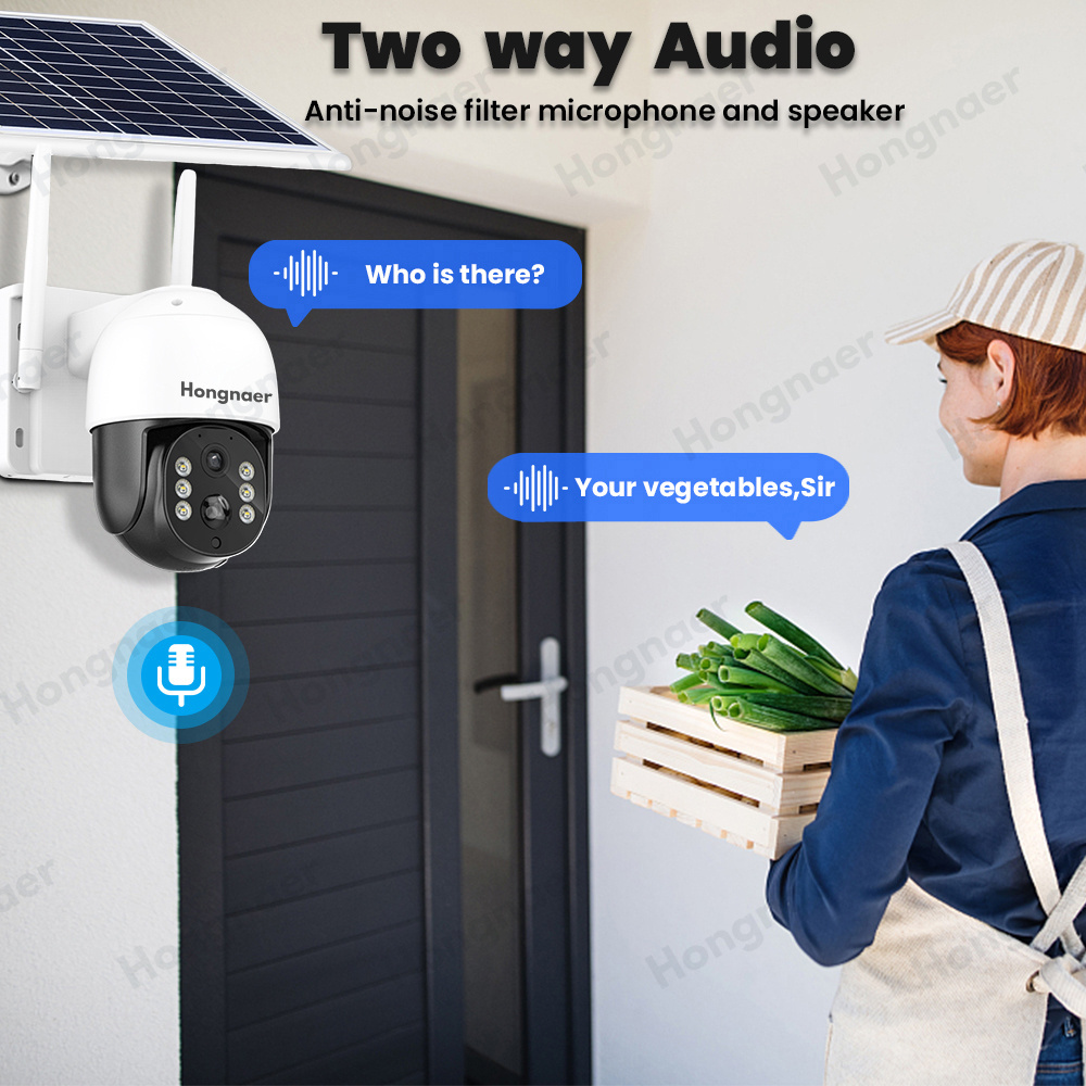 Hongnaer 4MP iCSee Wireless Video Surveillance 4G LTE Solar Panels Powered CCTV Camera Outdoor Security 4G Sim Card Solar Camera