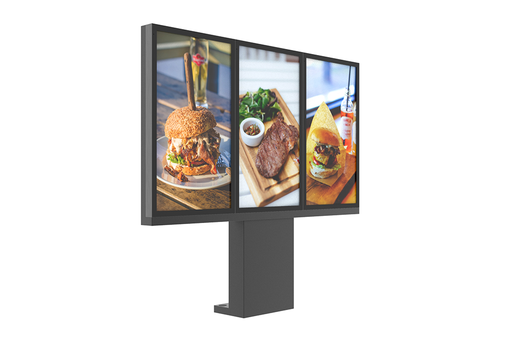 Selling 55 Inch Outdoor Triple screen  Lcd Digital Drive-thru Menu Boards Outdoor Advertising Lcd Display