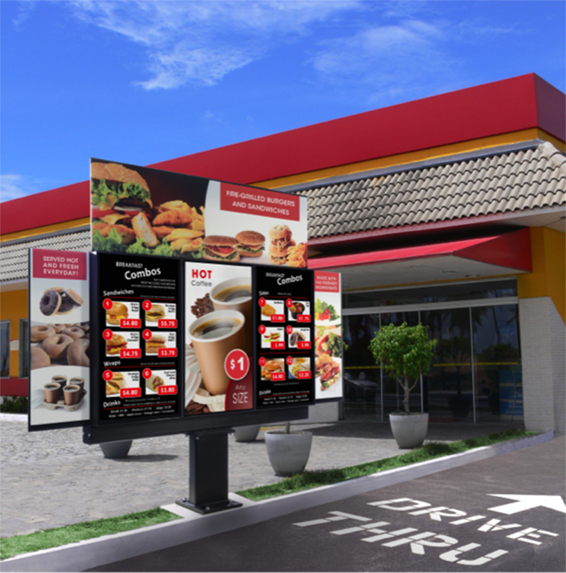 Selling 55 Inch Outdoor Triple screen  Lcd Digital Drive-thru Menu Boards Outdoor Advertising Lcd Display