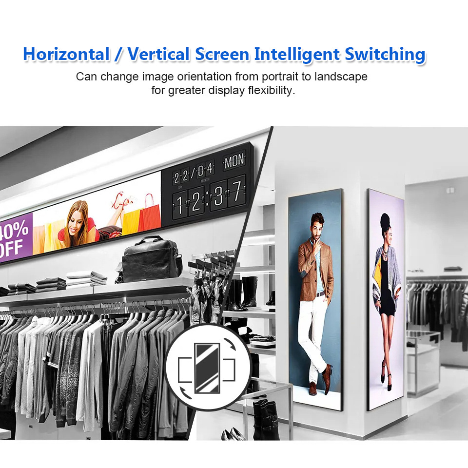 Factory full sizes commercial ultra wide stretched bar lcd screen display touch screen shelf advertising stretched screen