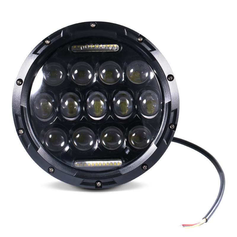 7 Inch Round High Low Beam Led Head light Motorcycle White Amber Angle Eyes Led Headlights For Motorcycle Car