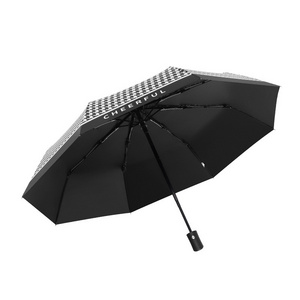 Vintage Chidori plaid sun umbrella rain and shine sunscreen umbrella ins literary style full automatic umbrella wholesale