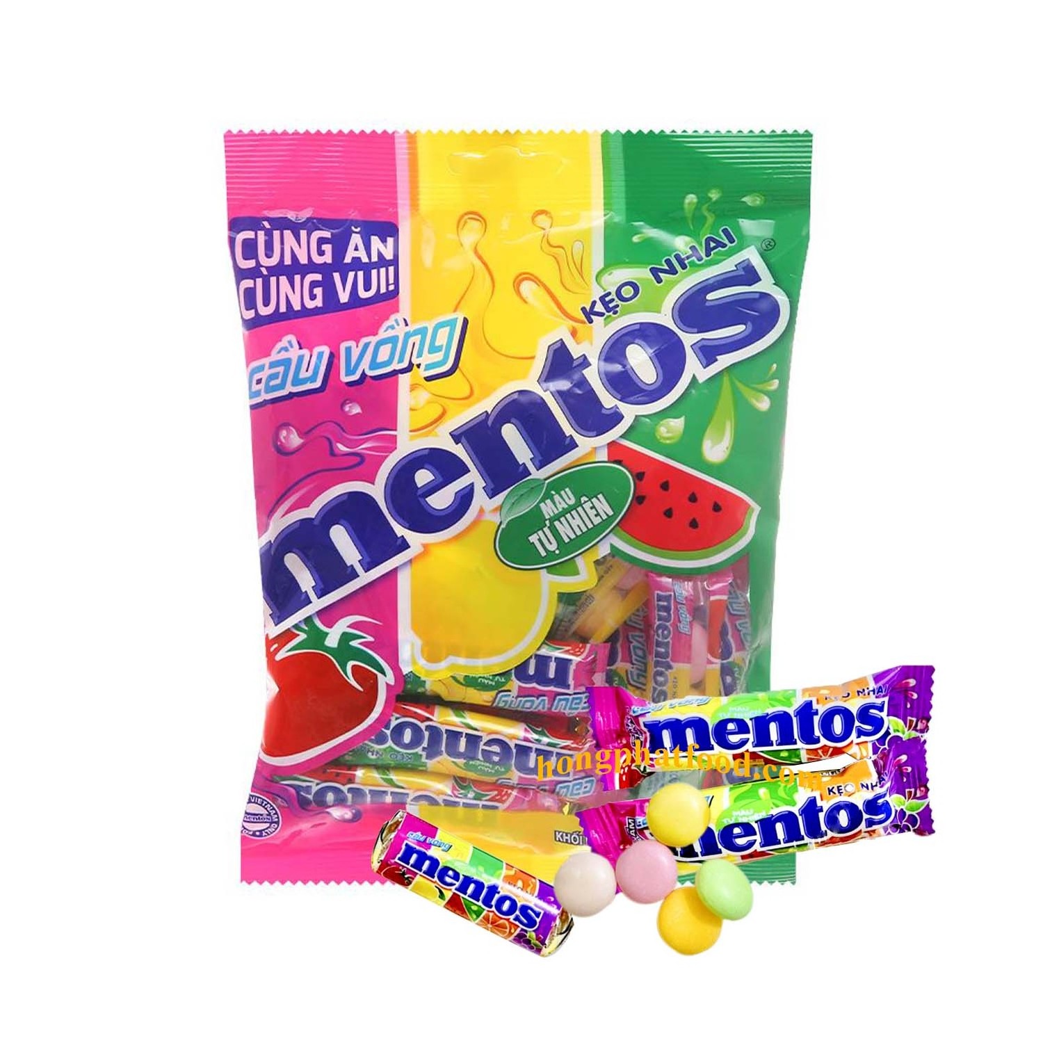 Wholesales Mentoss rainbow chewy candy 24 bars x 336g Mini Soft mixed Fruit Sweet Gummy Candy Chewing Candy