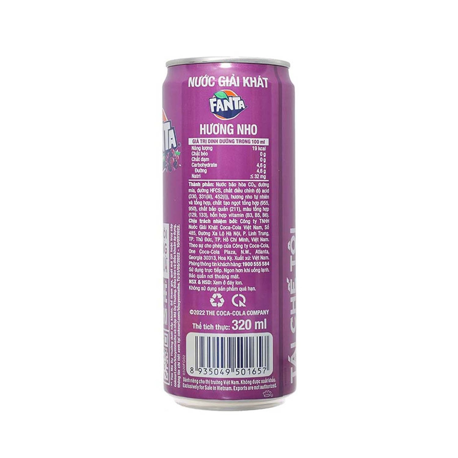 Wholesale Fantaa Grape Fruity Carbonated Drinks Can 320ml - Beverages Soft Drinks Packaging Bottle can fruit juice from Vietnam