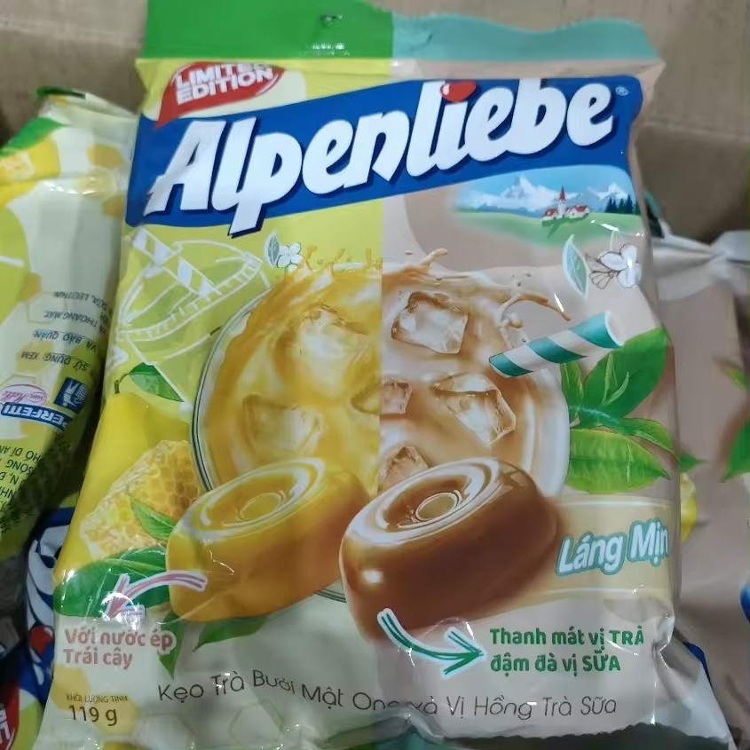 Export confectionery products from Vietnam Alpenlieb milk tea and pomelo honey tea flavor hard Candy 115.5g Jawbreaker candy