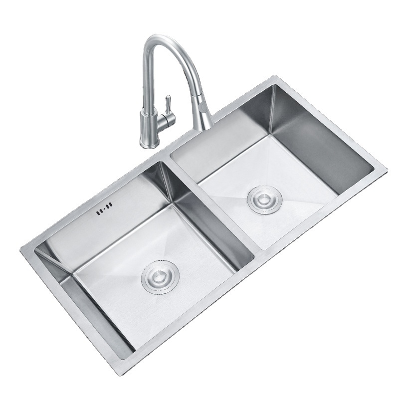 New Product Double Kitchen Sink Hand Wash Basin in Kitchen Farmhouse Kitchen Sinks 304 Stainless Steel HP Modern Polished CN;GUA