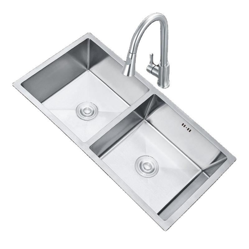 New Product Double Kitchen Sink Hand Wash Basin in Kitchen Farmhouse Kitchen Sinks 304 Stainless Steel HP Modern Polished CN;GUA