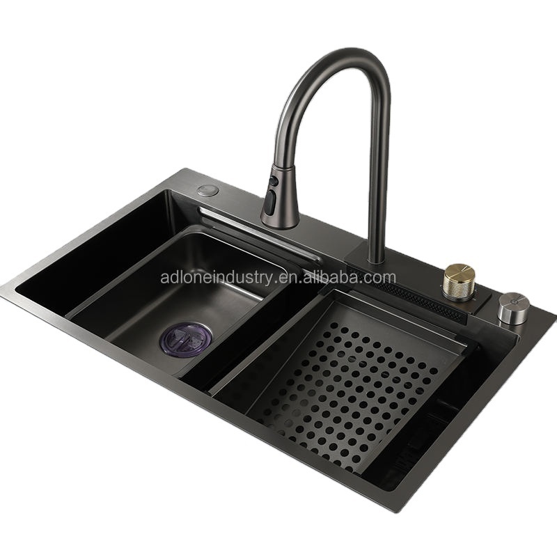 Black Friday Hot Deals Wide Mouth Waterfall Concealed Basin Faucets Kitchen Sinks